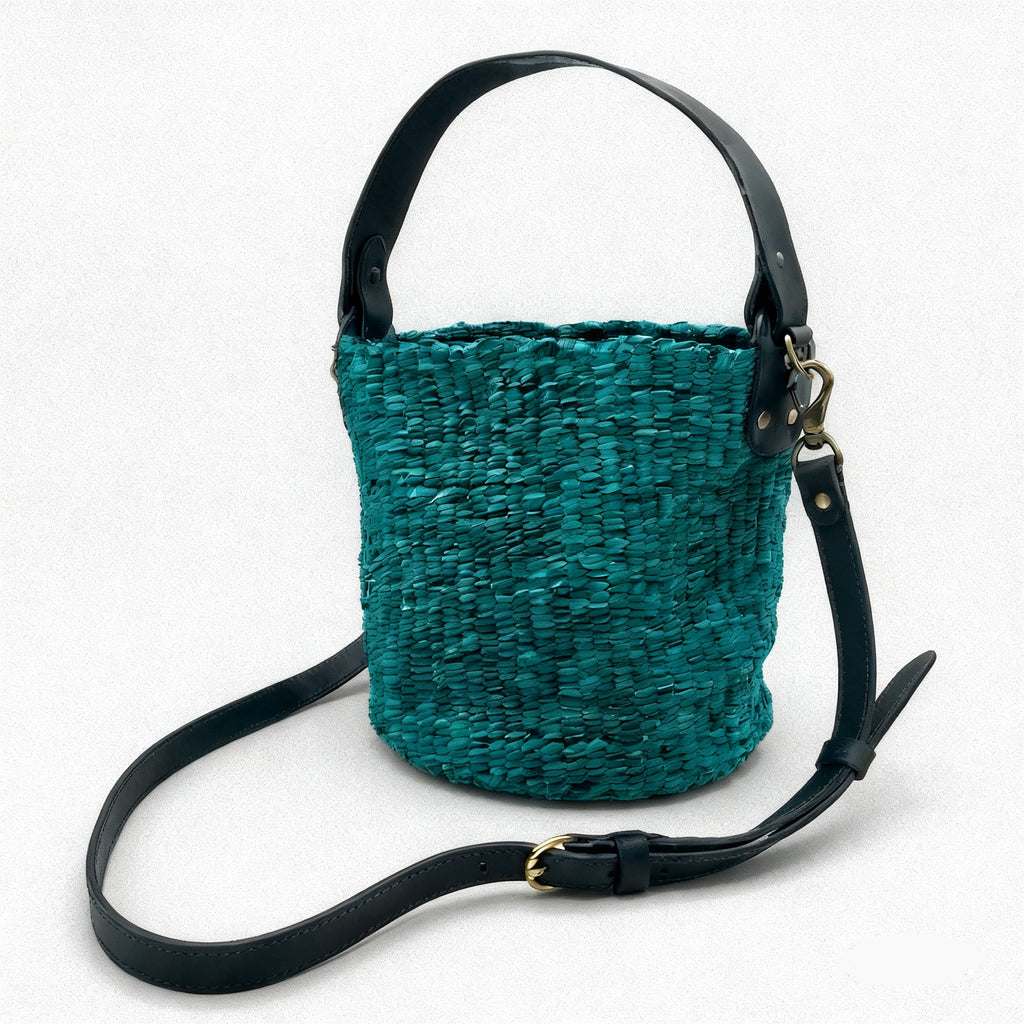 Rafiki Hand-Woven Leather Bucket Bag - Medium (Chestnut Brown)